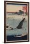 Whale Hunting at the Island of Goto in Hizen (Hizen Goto? Kujiraryo? No Zu)-Ando Hiroshige-Framed Art Print