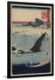 Whale Hunting at the Island of Goto in Hizen (Hizen Goto? Kujiraryo? No Zu)-Ando Hiroshige-Framed Art Print