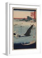 Whale Hunting at the Island of Goto in Hizen (Hizen Goto? Kujiraryo? No Zu)-Ando Hiroshige-Framed Art Print