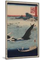 Whale Hunting at the Island of Goto in Hizen (Hizen Goto? Kujiraryo? No Zu)-Ando Hiroshige-Mounted Art Print