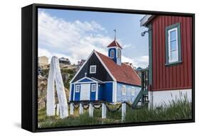 Whale Jawbone Archway to Church in Sisimiut, Greenland, Polar Regions-Michael Nolan-Framed Stretched Canvas