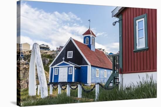 Whale Jawbone Archway to Church in Sisimiut, Greenland, Polar Regions-Michael Nolan-Stretched Canvas