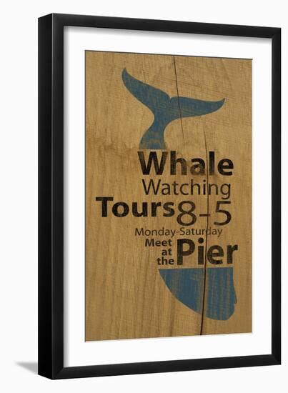 Whale Sign on Wood #1-J Hovenstine Studios-Framed Premium Giclee Print