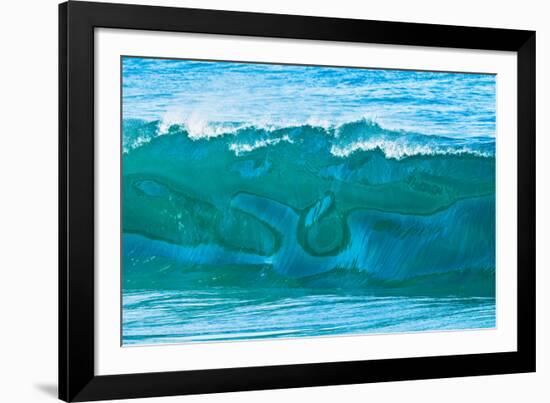 Whale Tail-Light and reflections make the shape of a whale's tail in the face of a wave-Mark A Johnson-Framed Photographic Print