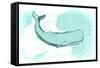 Whale - Teal - Coastal Icon-Lantern Press-Framed Stretched Canvas