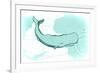 Whale - Teal - Coastal Icon-Lantern Press-Framed Art Print