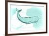 Whale - Teal - Coastal Icon-Lantern Press-Framed Art Print