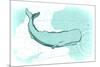 Whale - Teal - Coastal Icon-Lantern Press-Mounted Art Print