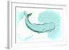 Whale - Teal - Coastal Icon-Lantern Press-Framed Art Print