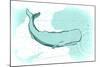 Whale - Teal - Coastal Icon-Lantern Press-Mounted Art Print