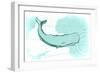 Whale - Teal - Coastal Icon-Lantern Press-Framed Art Print