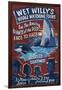 Whale Watching Tours - Vintage Sign-Lantern Press-Framed Art Print