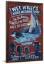 Whale Watching Tours - Vintage Sign-Lantern Press-Framed Art Print