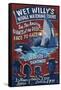 Whale Watching Tours - Vintage Sign-Lantern Press-Framed Stretched Canvas