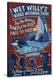 Whale Watching Tours - Vintage Sign-Lantern Press-Stretched Canvas