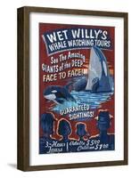 Whale Watching Tours - Vintage Sign-Lantern Press-Framed Art Print