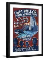 Whale Watching Tours - Vintage Sign-Lantern Press-Framed Art Print