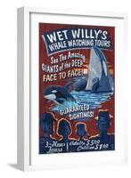 Whale Watching Tours - Vintage Sign-Lantern Press-Framed Art Print