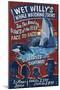 Whale Watching Tours - Vintage Sign-Lantern Press-Mounted Art Print