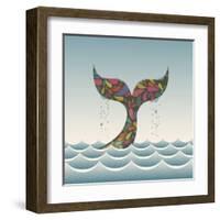 Whale Waving Hello with it's Tail-Cyborgwitch-Framed Art Print