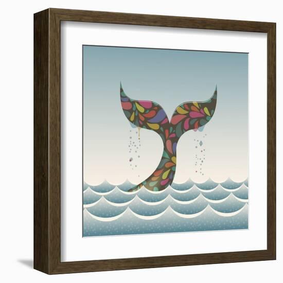 Whale Waving Hello with it's Tail-Cyborgwitch-Framed Art Print