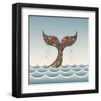 Whale Waving Hello with it's Tail-Cyborgwitch-Framed Art Print