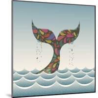 Whale Waving Hello with it's Tail-Cyborgwitch-Mounted Art Print