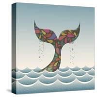 Whale Waving Hello with it's Tail-Cyborgwitch-Stretched Canvas