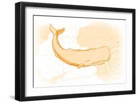 Whale - Yellow - Coastal Icon-Lantern Press-Framed Art Print