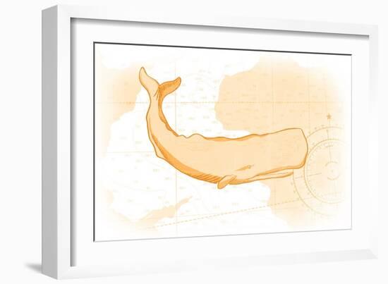 Whale - Yellow - Coastal Icon-Lantern Press-Framed Art Print