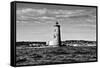 Whaleback Lighthouse Maine Black and White Art Print Poster-null-Framed Stretched Canvas