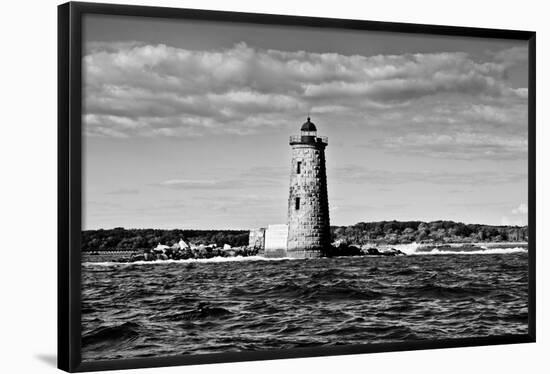 Whaleback Lighthouse Maine Black and White Art Print Poster-null-Framed Poster