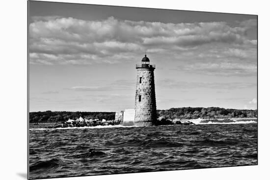 Whaleback Lighthouse Maine Black and White Art Print Poster-null-Mounted Poster