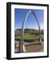 Whalebone Arch on Seafront, with Whitby Abbey Ruin in Distance, Whitby, Yorkshire-Neale Clarke-Framed Photographic Print