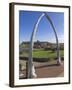 Whalebone Arch on Seafront, with Whitby Abbey Ruin in Distance, Whitby, Yorkshire-Neale Clarke-Framed Photographic Print