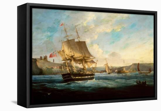 Whaler Phoenix entering Whitby Harbor-George the Elder Chambers-Framed Stretched Canvas