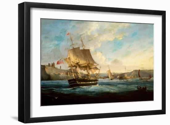 Whaler Phoenix entering Whitby Harbor-George the Elder Chambers-Framed Giclee Print