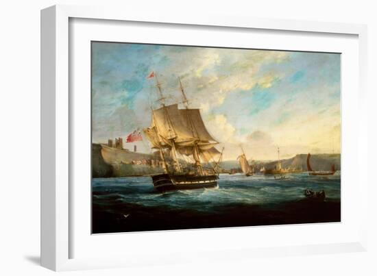 Whaler Phoenix entering Whitby Harbor-George the Elder Chambers-Framed Giclee Print