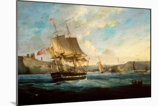 Whaler Phoenix entering Whitby Harbor-George the Elder Chambers-Mounted Giclee Print