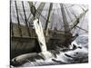 Whalers Removing Blubber from a Dead Whale-null-Stretched Canvas