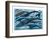 Whales and Dolphins-null-Framed Art Print