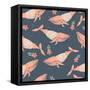 Whales in Sweaters on Star Background-Maria Sem-Framed Stretched Canvas