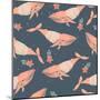 Whales in Sweaters on Star Background-Maria Sem-Mounted Art Print