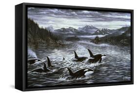 Whales-Jeff Tift-Framed Stretched Canvas