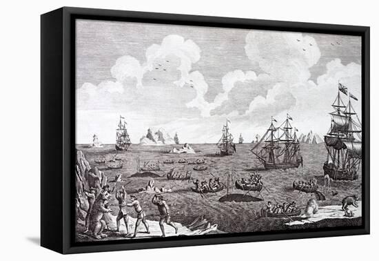 Whaling in the 18th Century, a British Naval Squadron in the Arctic-null-Framed Stretched Canvas