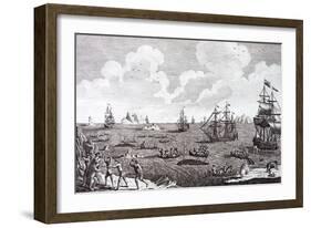 Whaling in the 18th Century, a British Naval Squadron in the Arctic-null-Framed Giclee Print