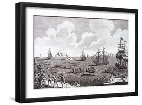 Whaling in the 18th Century, a British Naval Squadron in the Arctic-null-Framed Giclee Print