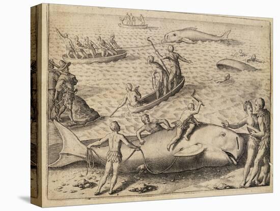 Whaling Near Spitsbergen, by Theodor De Bry (1528-1598) from India Orientalis (East India), 1609-null-Stretched Canvas