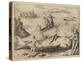 Whaling Near Spitsbergen, by Theodor De Bry (1528-1598) from India Orientalis (East India), 1609-null-Stretched Canvas