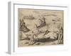 Whaling Near Spitsbergen, by Theodor De Bry (1528-1598) from India Orientalis (East India), 1609-null-Framed Giclee Print